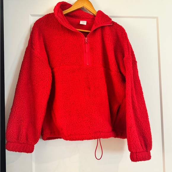 No Boundaries Tops - Cozy Red Fleece Pullover